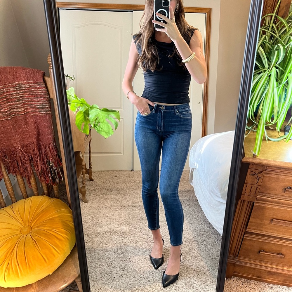 Articles of Society Hilary Ankle Crop dark wash mid-rise skinny jeans